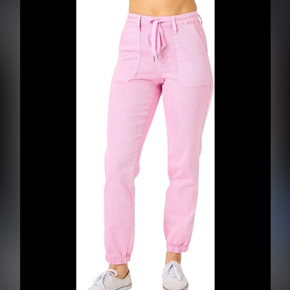Judy Blue Denim - Judy Blue High Rise Garment Dyed Pink Denim Joggers Size 15/32